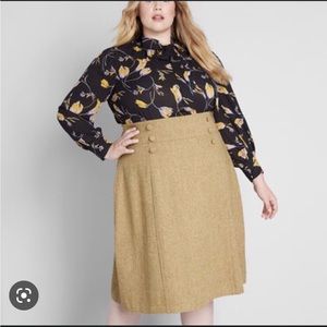 ModCloth mustard wool blend tweed skirt